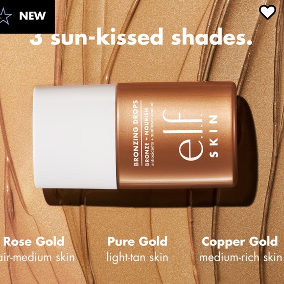 Elf Skin Bronzing Drops in 2 Pure Gold w/yellow gold shimmer light-tan skin tone - Picture 4 of 8